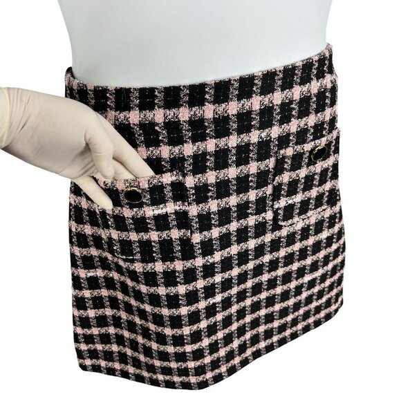 Maison d' Amelie Paris NEW Womens 6 Pink Black Tweed Mini Skirt Clueless Preppy - Picture 3 of 12
